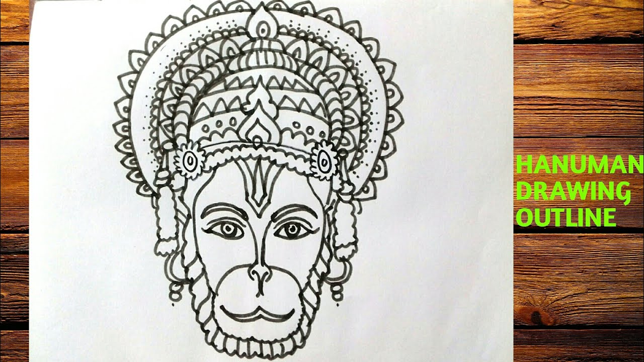 Drawing of Lord Hanuman Outline Editable Illustration. Strength and  Powerful God Bhajarangi or Lord Shiva Stock Vector - Illustration of  mountain, creative: 222384701
