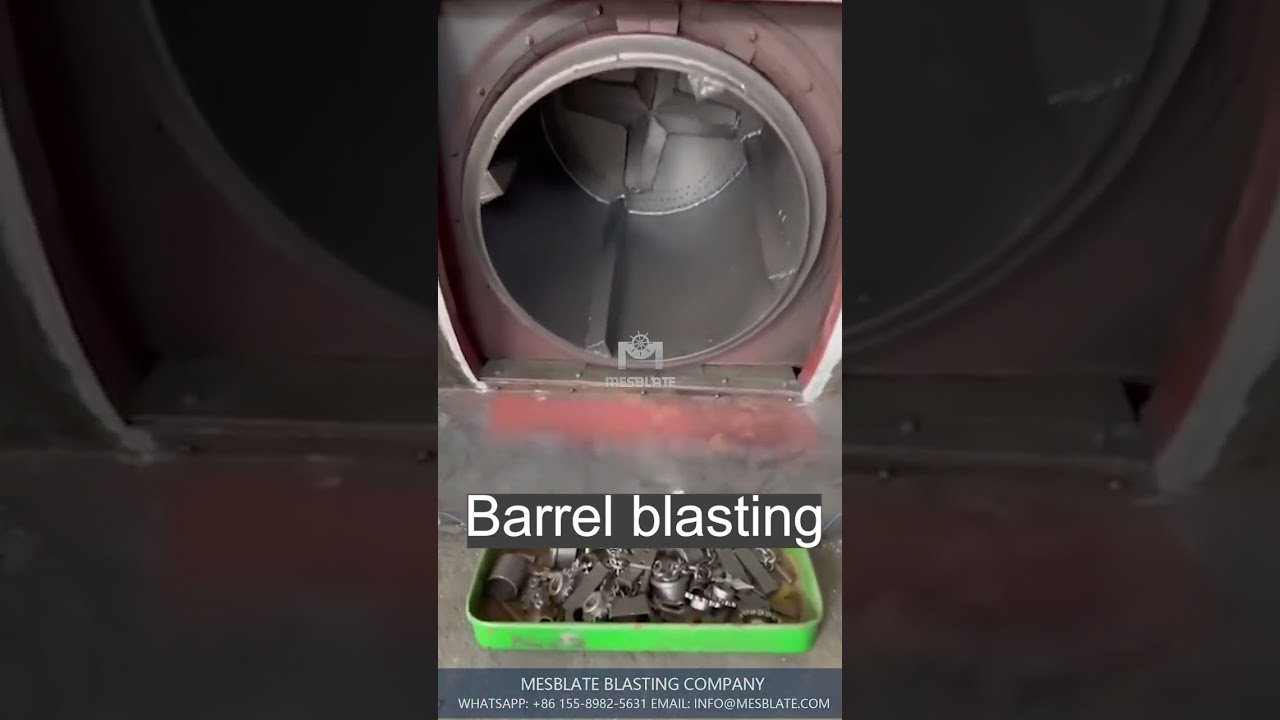 Small rotary barrel shot blasting machine with easy compact unloading inclined sandblasting drum