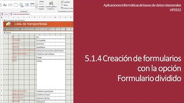 5.1.4 Creación de formularios con la opción - Formulario dividido