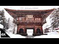 【4K】Walking along the historical streets from the romantic cafe in snowy Hirosaki - Aomori, Japan