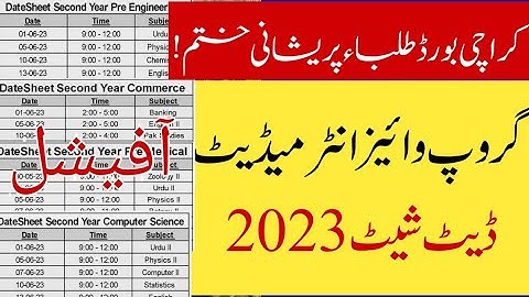 Karachi board intermediate date sheet 2023 - Karachi board second year date sheet 2023 - biek exams
