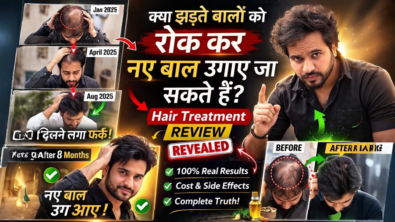 झड़ते बाल रोककर नए बाल उगाए जा सकते हैं? 😱 Hair Treatment Review | 8 Months Real Result