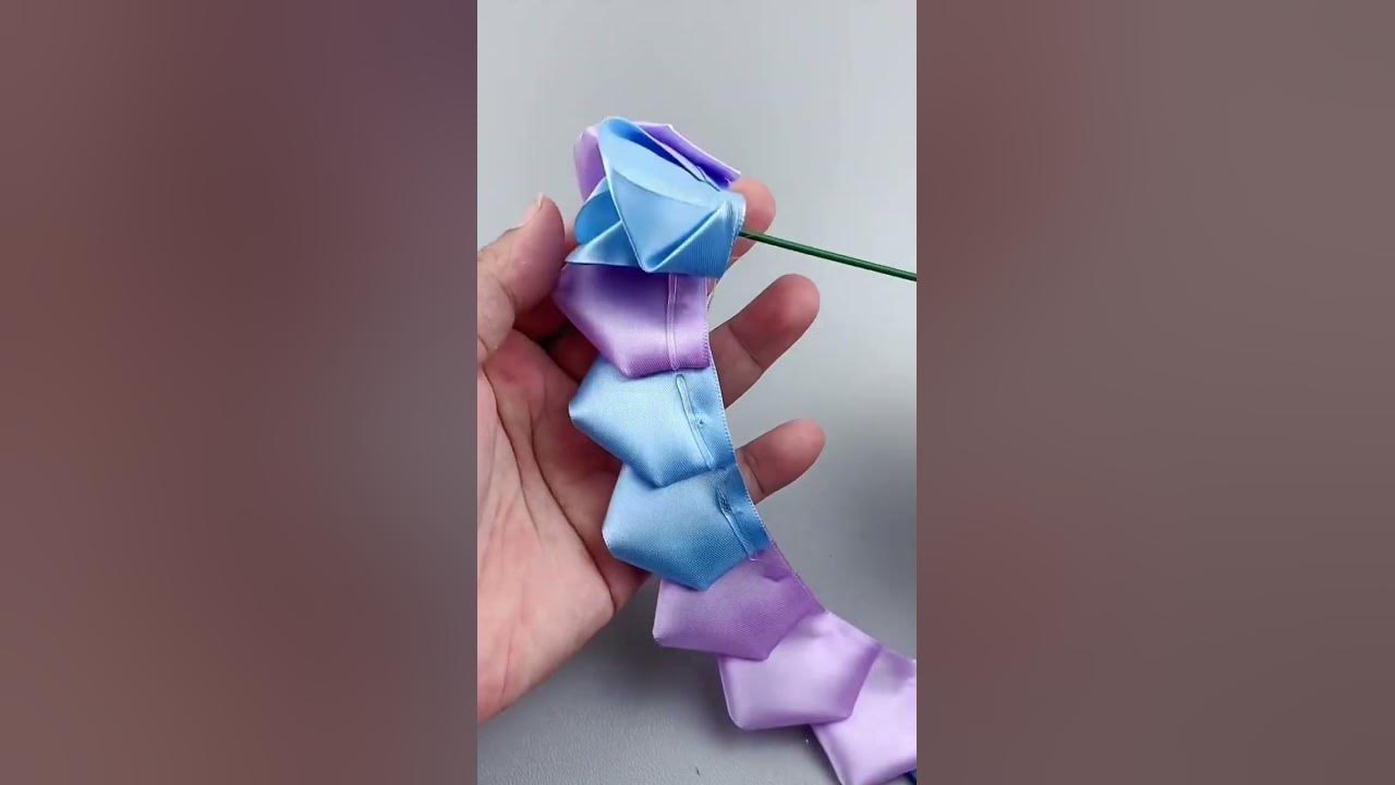 Handmade diy ribbon rose flowers birthday gift#handmade #diy #flowers #tutorial #rose #ribbon #craft
