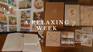 productive moments 📖✍️🌠 journaling, reading, unboxing, and decorating