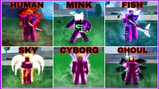 Unlocked All Races V4 ( Human & Fish & Sky & Mink & Ghoul & Cyborg ) In Blox Fruits - Part 2