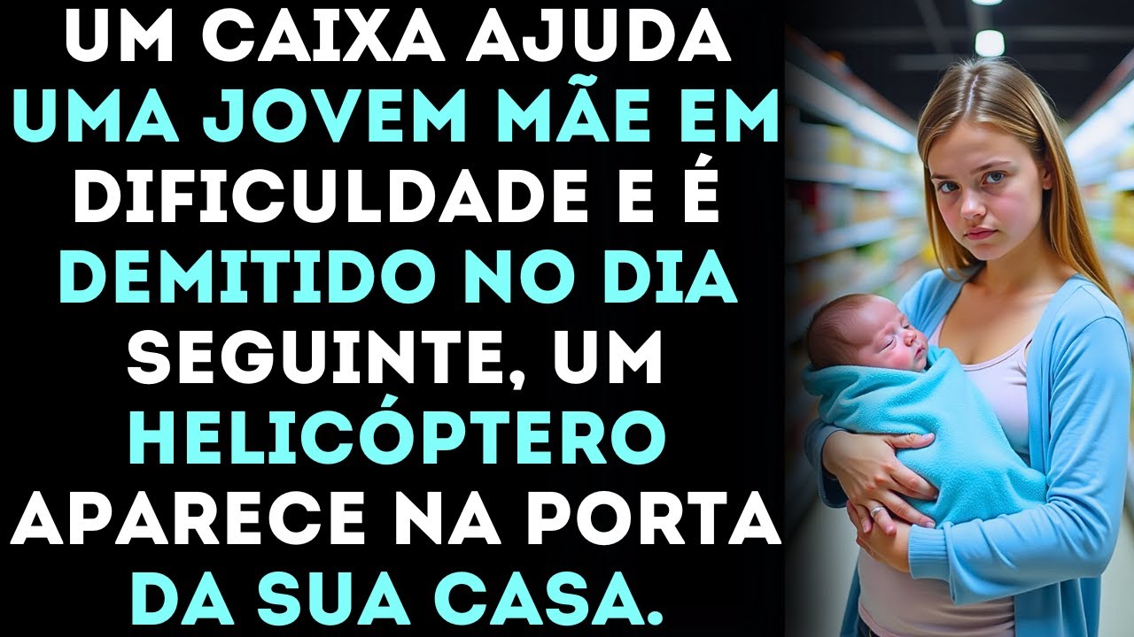 Caixa ajuda jovem mãe em dificuldade e é demitido no dia seguinte, um helicóptero aparece na sua...
