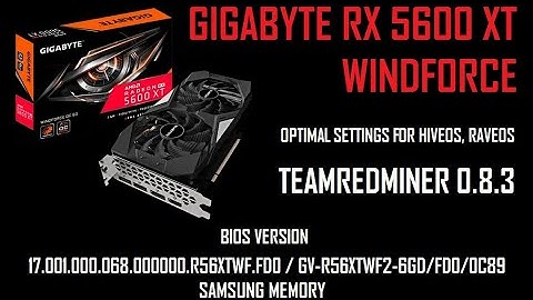 Mining ETH Videocard Gigabyte RX 5600 XT WINDFORCE GV-R56XTWF2-6GD/FD0/0C89. Hashrate settings power