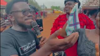 Bretuoba Kwarteng on a dance floor with the beautiful people of Dormaa Amasu