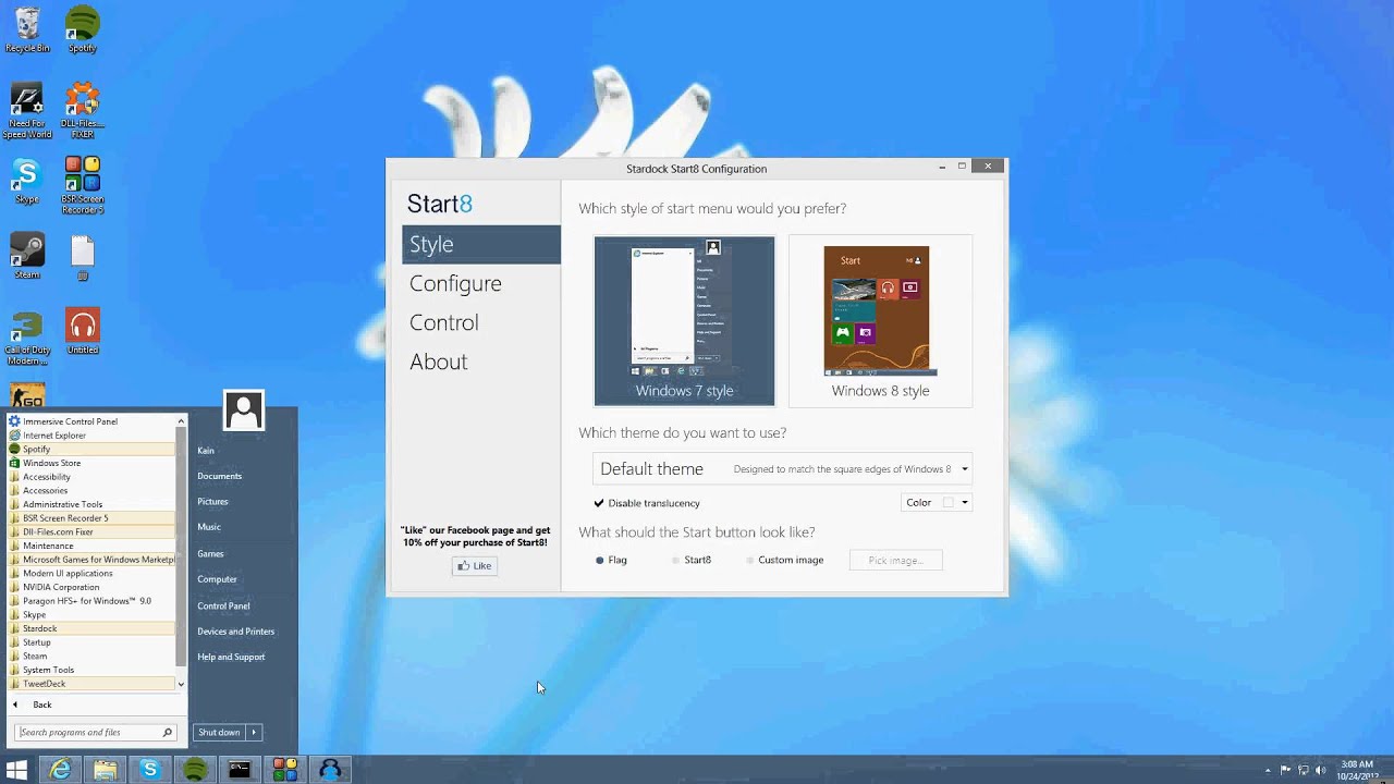 how to enable classic start menu on win 8.1