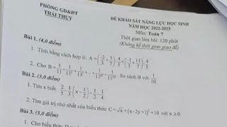 TOÁN 7-HSG: Đáp án đề thi HSG huyện Thái Thụy môn TOÁN 7, năm học 2022-2023 #đề #toán7