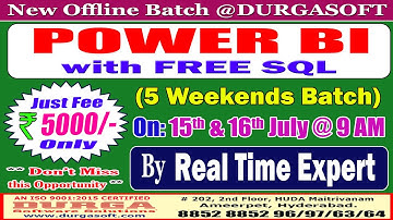 POWER BI with FREE SQL (5 Weekends Batch) Offline Training @ DURGASOFT