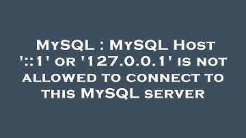 MySQL : MySQL Host 