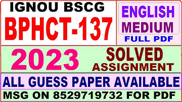bphct 137 solved assignment 2023 / bphct 137 solved assignment 2022-23 in English / ignou bscg 2023