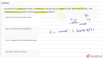 A particle is projected with a velocity `u` making an angle `theta` with the horizontal.