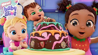 Bebekler Büyük Bir Pasta Pişiriyor! 👩‍🍳 YEPYENİ Baby Alive Bölümü 🎂 Aile Çocuk Çizgi Filmleri