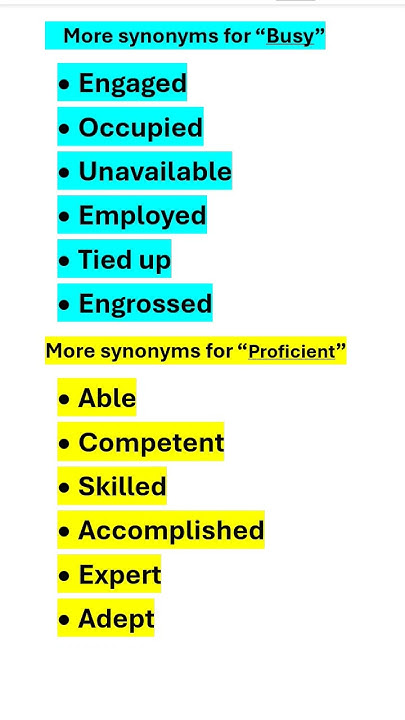 Synonyms for busy and proficient# ielts YouTube