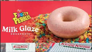 NEW! Krispy Kreme x Fruity Pebbles MILK GLAZE DOUGHNUTS! April 6 2025