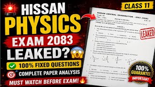 🚨 HISSAN Physics Question LEAKED? 😱 Full Solution 2083 🔥🔥 HISSAN Physics Exam 2083 Viral Question