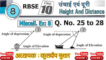 Class 10 Maths | Chapter 8 Height And Distance | Miscellaneous Ex 8 Q. no. 25 to 28 | Mann Ki Ganit