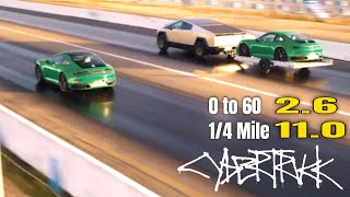 Tesla Cybertruck Drag Race Porsche 911 Different Angle