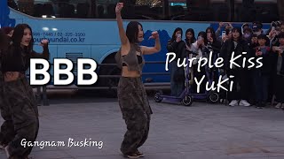 [4K] 240317 퍼플키스 Purple Kiss Yuki  'BBB' | 유키 직캠 @BXX Spoiler Busking in Gangnam
