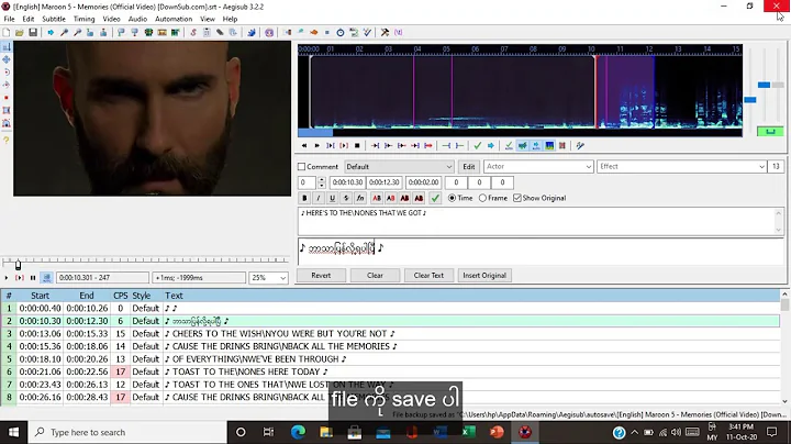 Translating subtitles with Aegisub software (srt file)