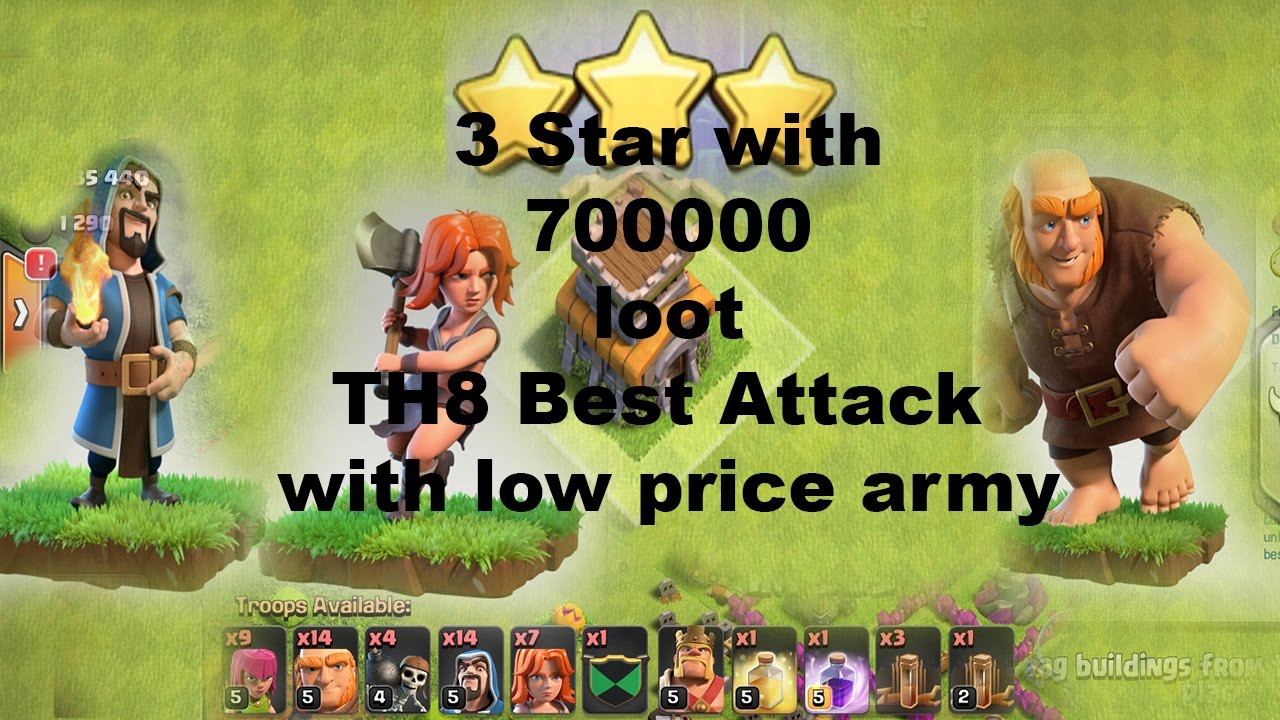 OMG!! BEST TH8 3 STAR ATTACK STRATEGY 2017 Best loot Attack Strategy