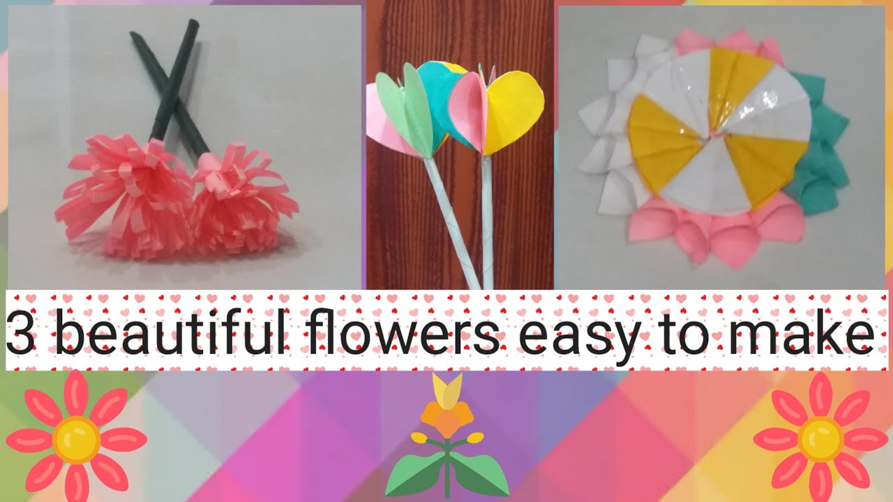 DIY 3 beautiful flowers easy to make DIY flowers world of art