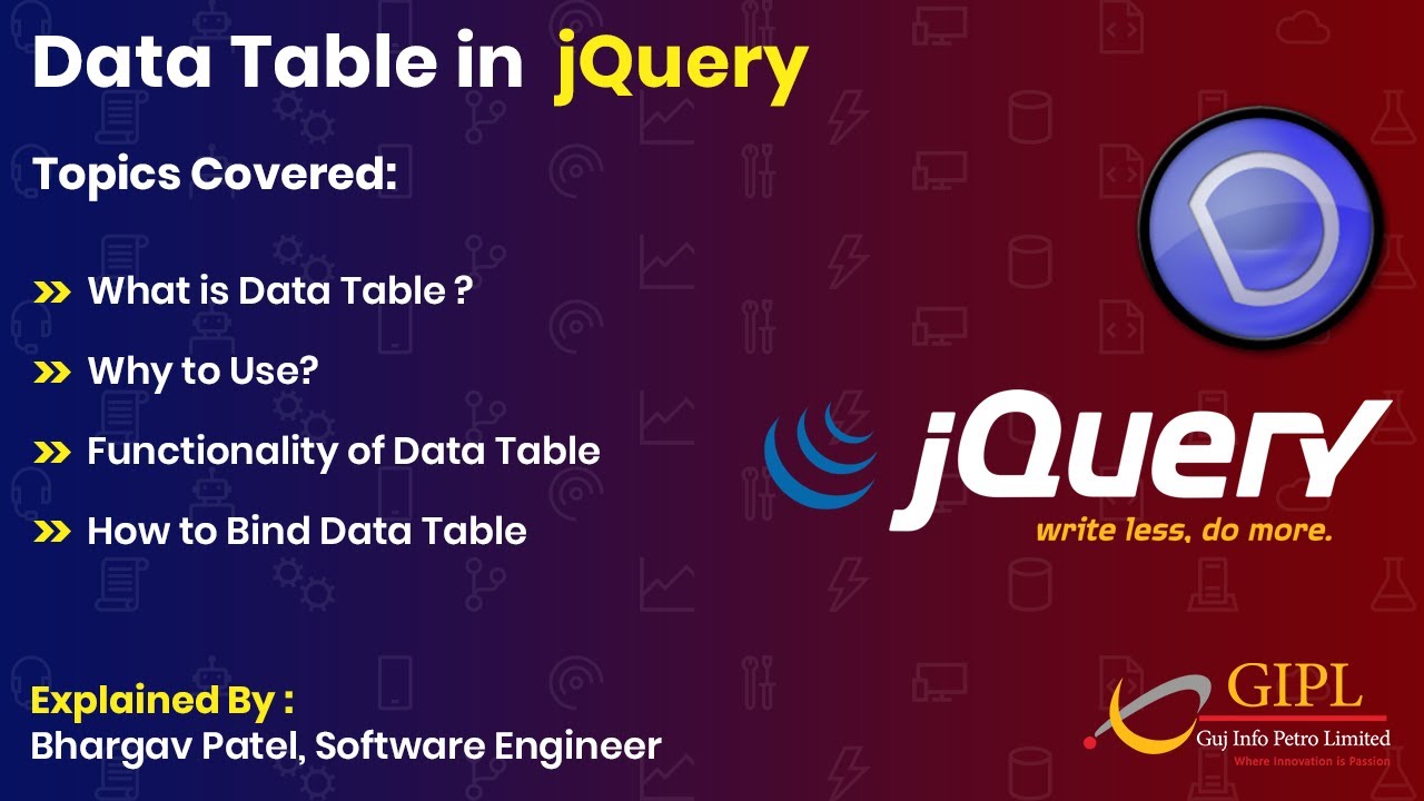 Data Table In JQuery - YouTube