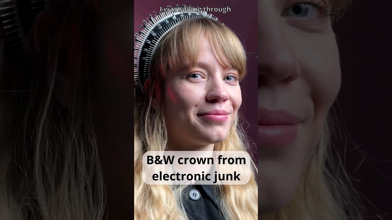 B&W Upcycled Crown from Electronic Junk 