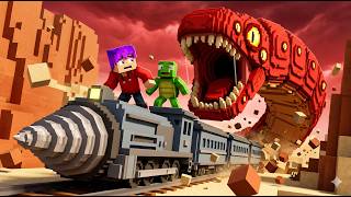 JJ and MIKEY BUILT DRILL TRAIN EATER  Escape GIANT WORMS! 💎⛏️ (Minecraft Maizen Animation)
