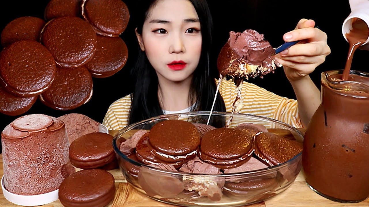 ASMR MUKBANG 따뜻한 초코파이에 초코 아이스크림 초코우유 초코디저트 먹방 리얼사운드🍫CHOCOLATE DESSERT PARTY🍫CAKE ICE CREAM