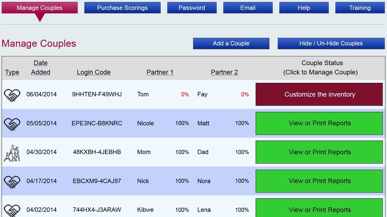 Add a Couple for Administration in PREPARE/ENRICH