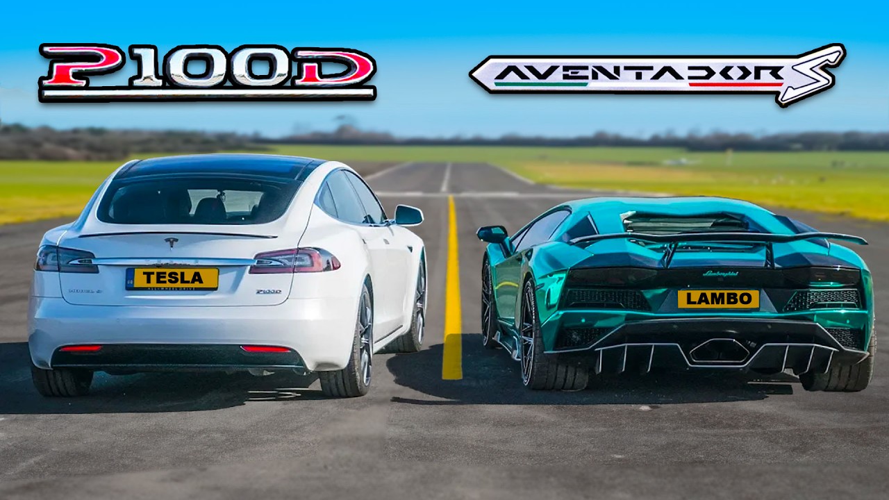 Lamborghini Aventador S v Tesla Model S P100D - 드래그 레이스, 롤링 레이스 및 브레이크 테스트