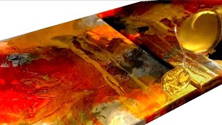 SATISFYING Abstract Art: Acrylic Pouring Over Textured Canvas (623)