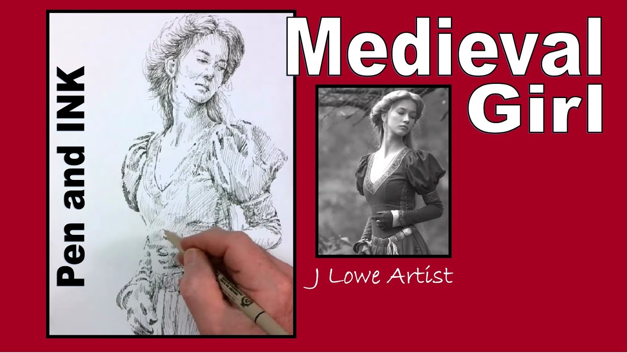 how-to-draw-a-medieval-girl-pen-and-ink-tips-and-techniques-youtube