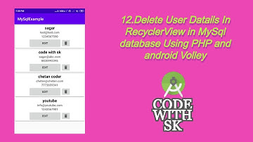12. DELETE user Datail in RecyclerView in android Volley an PHP on MySql Database