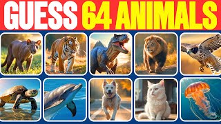 Guess The Animals In 3 Seconds 🐶🐈🐯| 64 Animals Quiz | Easy, Medium, Hard, Impossible