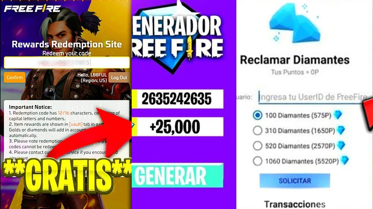 🎁 3 NUEVOS CÓDIGOS DE DIAMANTES PARA FREE FIRE 2022 💎