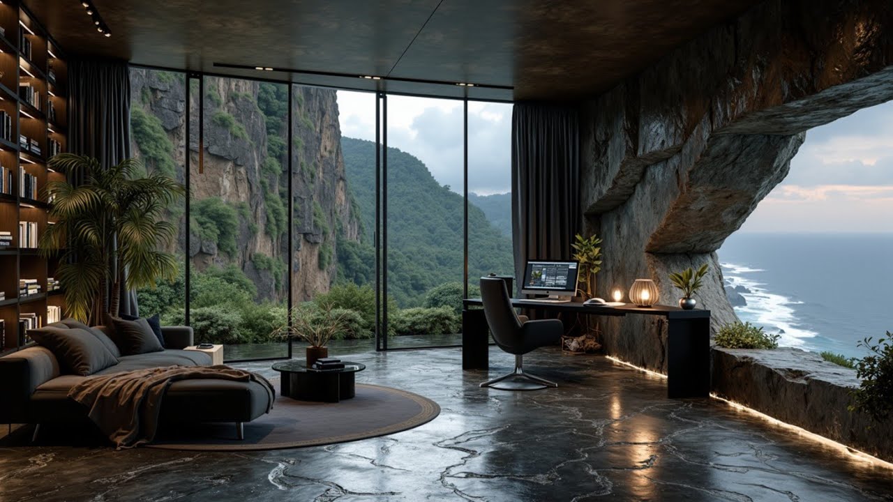 Океанские волны и горный пейзаж. Амбиент для концентрации и продуктивности