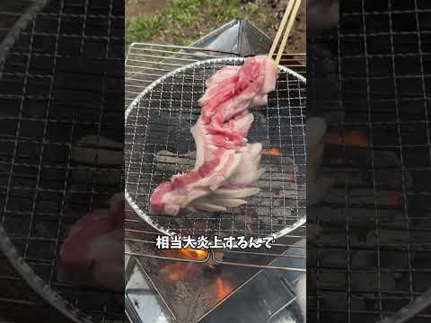 【炭火焼七輪】豚バラの炭火ザクザク焼きがおいしすぎる  #飯テロ  #bbq #shorts #ASMR