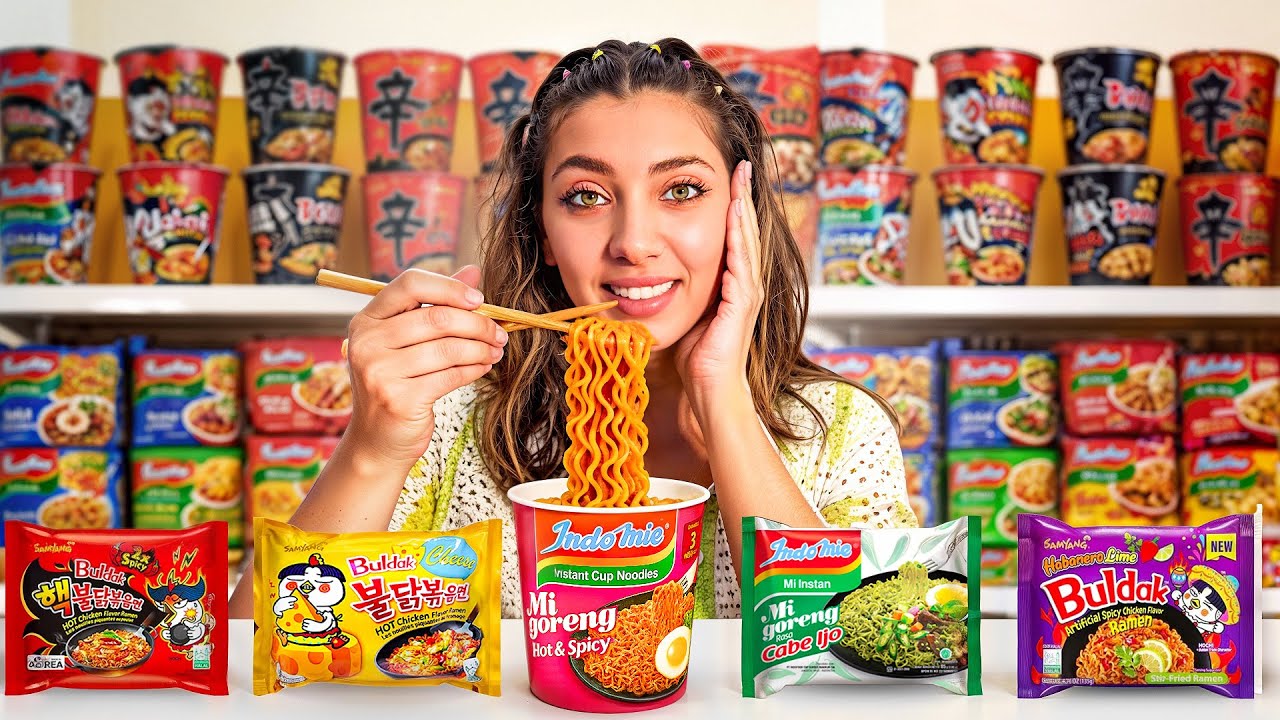 تحدي جربت كل انواع الاندومي 😱🥵