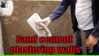 Plastering Walls With Sand Cement short PLASTERING TUTORIAL STUCCO SAND & CEMENT PLASTERING