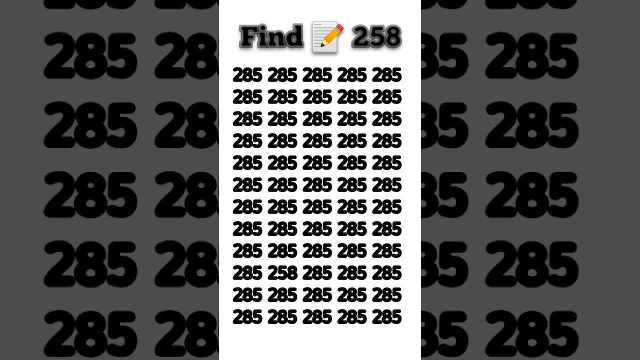 Find the Number 👉 258 in given time #shorts