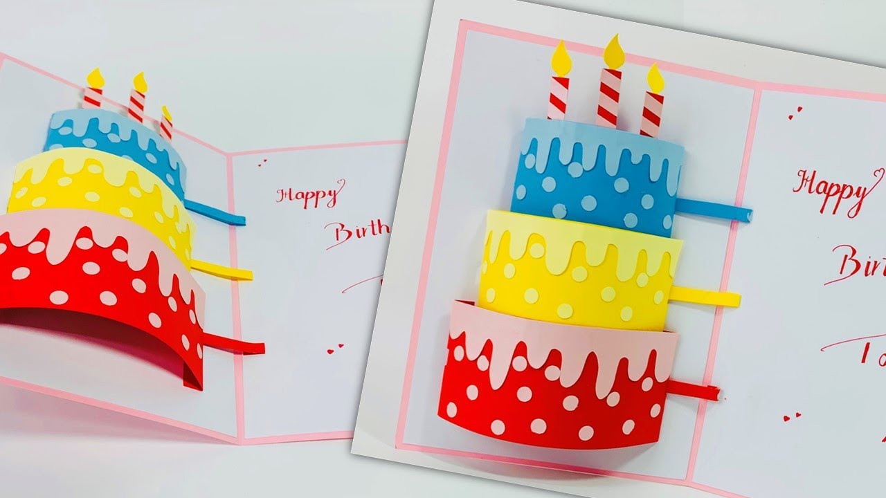 Birthday Cake pop up card tutorial | DIY pop up Cake card | Basteln mit ...