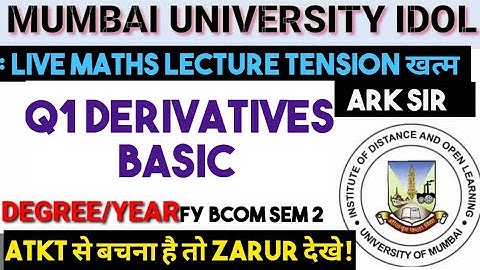 Derivative Basic  | Maths & Statistics sem 2 |Exam 2025 FYBCOM SEM 2 |University Paper Solution