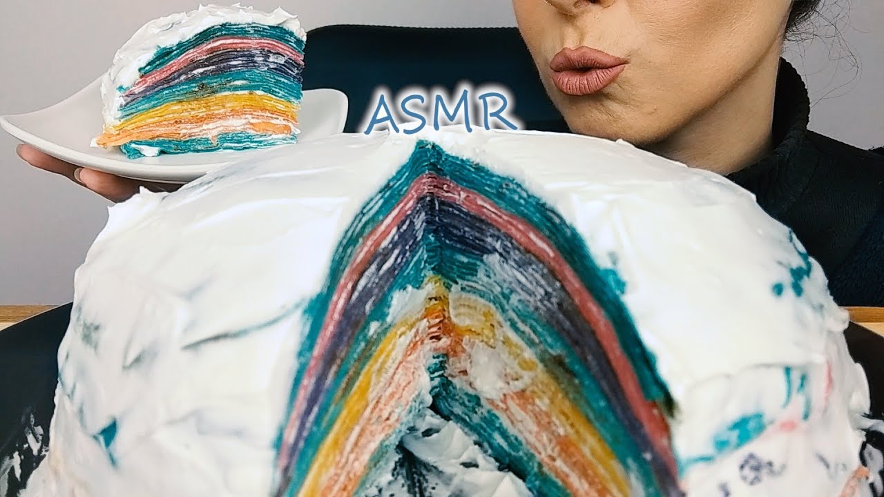 ASMR Dessert:  Rainbow Crepe Cake | Whispering