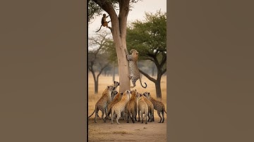 😱 Leopard Trapped! Hyenas Attack While Monkey Watches 😳🔥 #shorts  #leopard #hyena