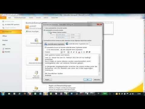 Outlook 2010 - Automatische Antworten - Abwesenheitsassistent