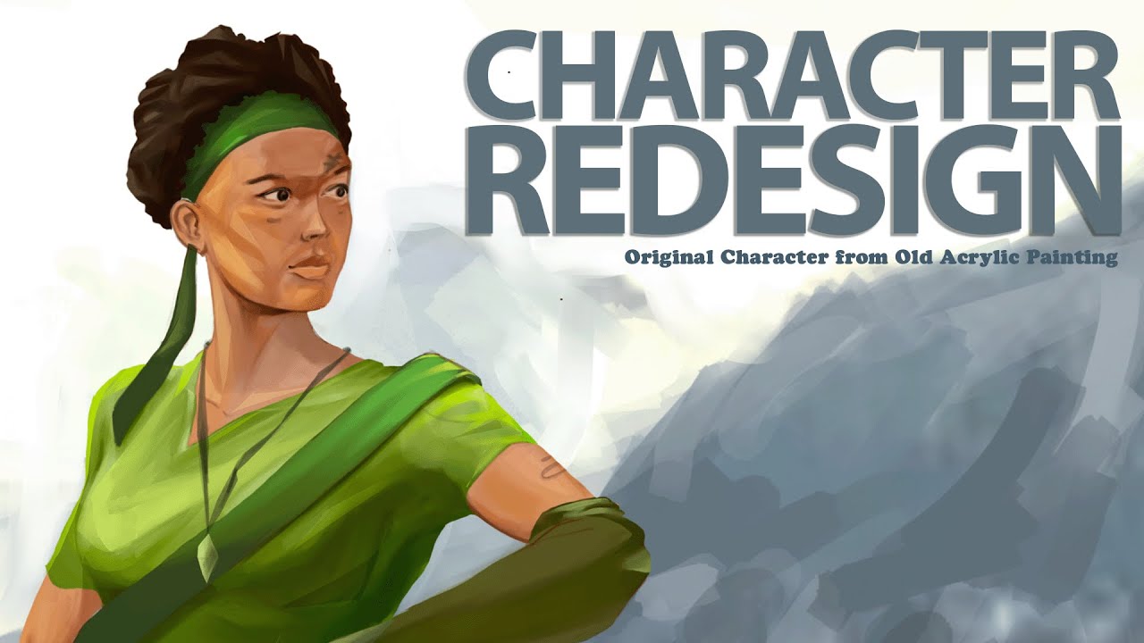 I Redesign my Character from an Old Acrylic Painting - YouTube